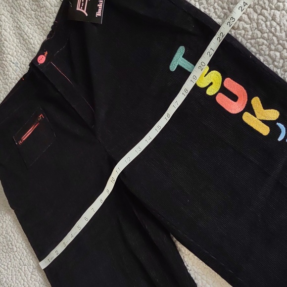 NWT TSUKI Market Size 34 Mischief Corduroy Trouser Spellout Leg Pants - Picture 7 of 15
